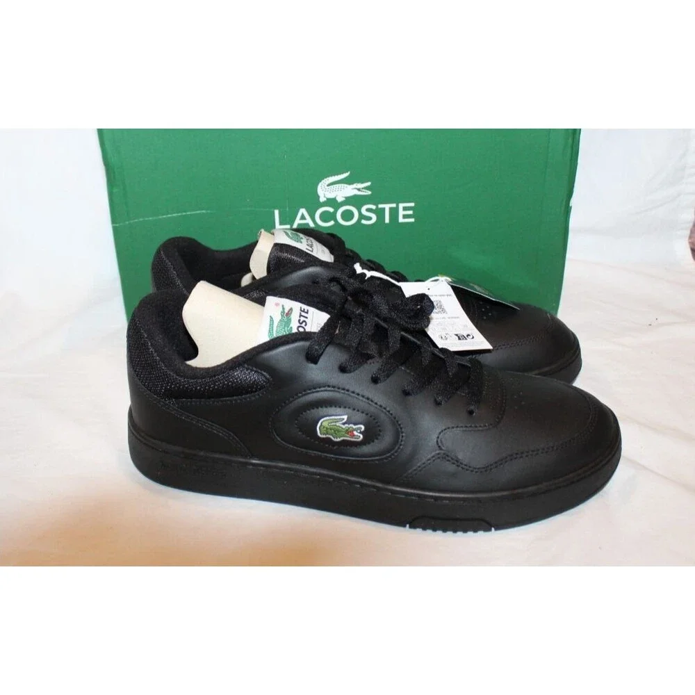 Lacoste Lineset Leather Sz 9 Men's Black Lifestyle Athletic Sneakers 223 NEW